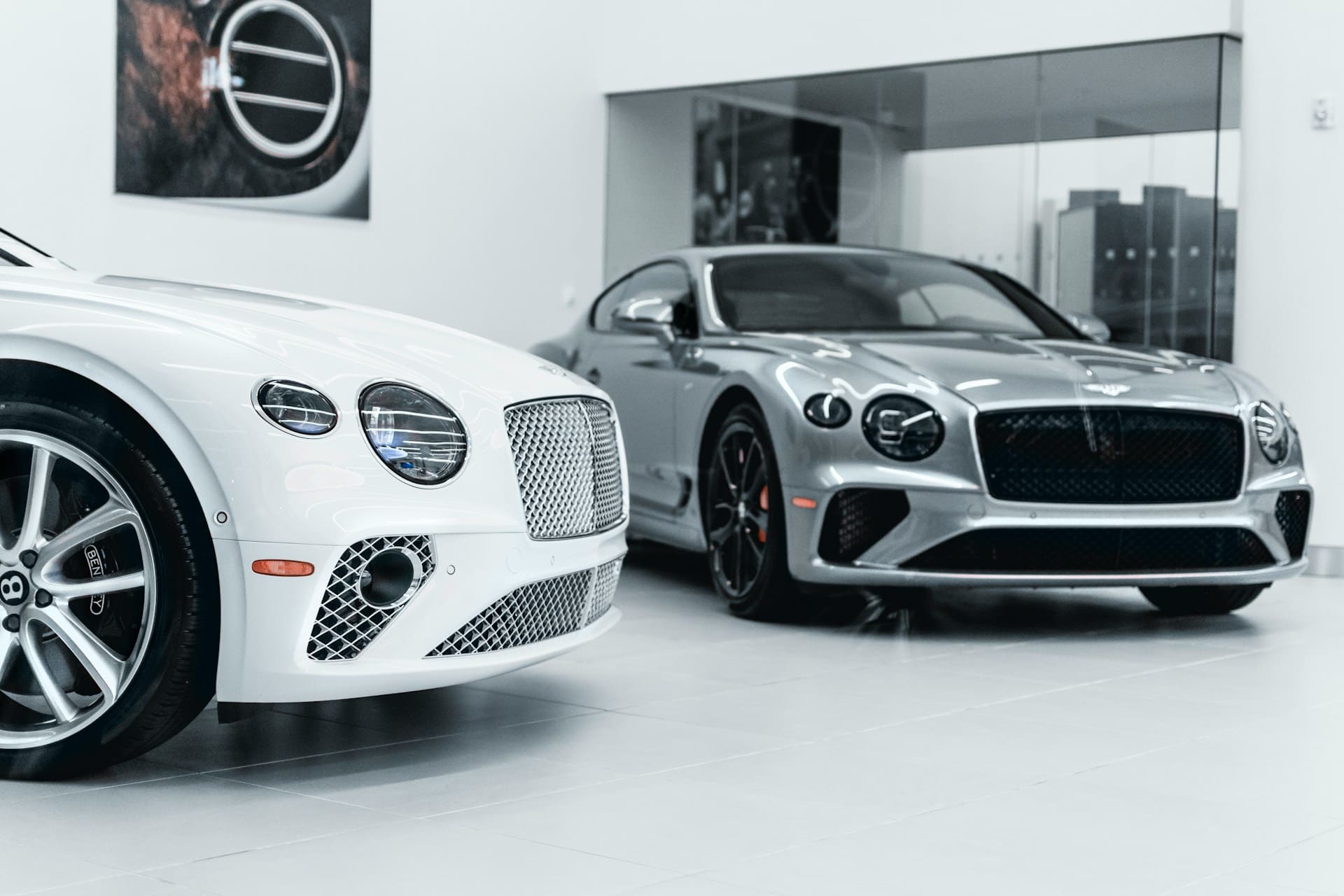 Luxury performance car in showroom